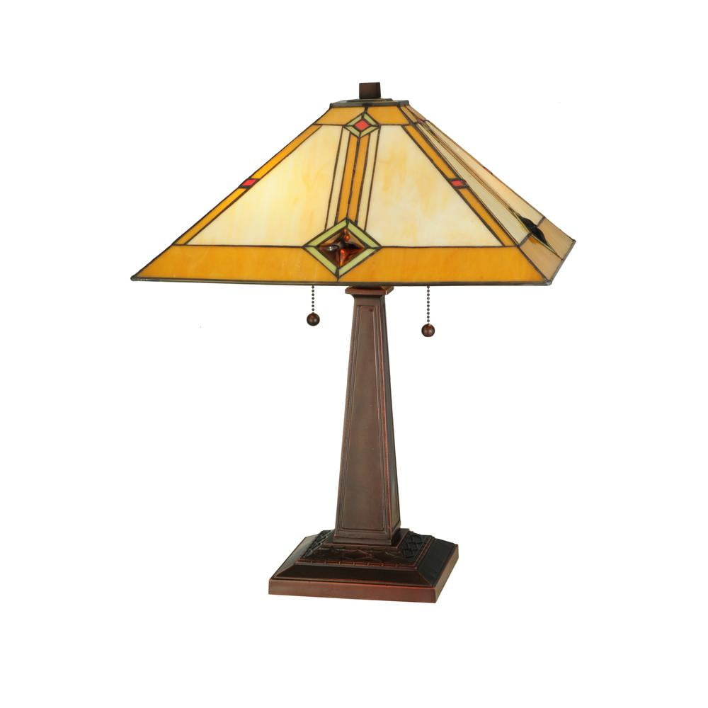 Mahogany Bronze 22" Diamond Mission 2-Light Table Lamp