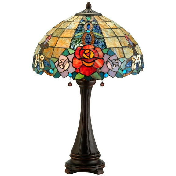 Meyda Tiffany 138121 Rose Vine 2 Light 25" Tall Hand-Crafted Table Lamp - MultiColor