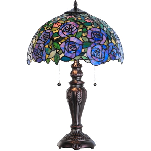 Meyda Tiffany 138584 Tiffany Rosebush 2 Light 24" Tall Hand-Crafted Table Lamp -