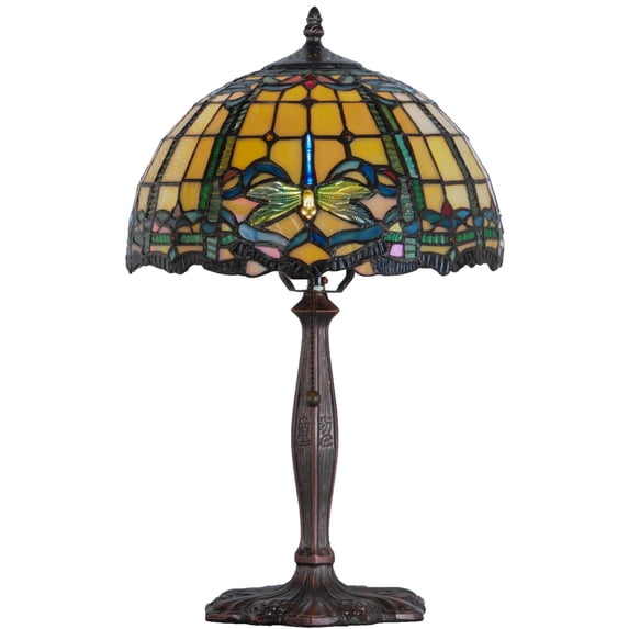 Meyda Tiffany 138586 Tiffany Dragonfly 1 Light 19" Tall Hand-Crafted Table Lamp -