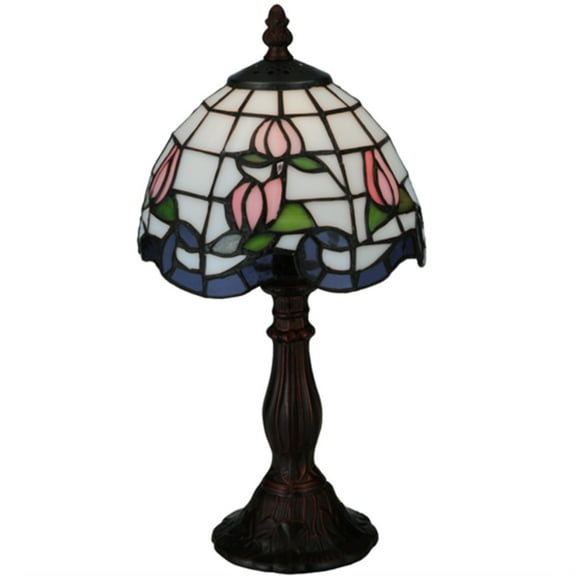 Meyda Tiffany 139081 14" H Roseborder Mini Lamp - MultiColor