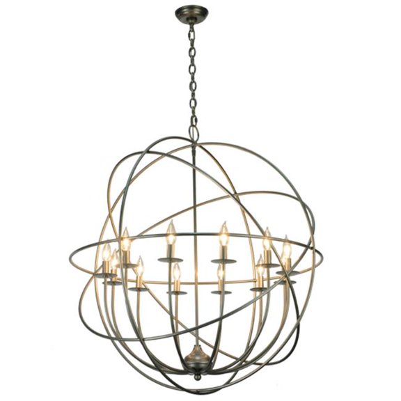 Meyda Tiffany 139969 Atom Enerjisi 12 Light 36" Wide Taper Candle Style Chandelier - Grey