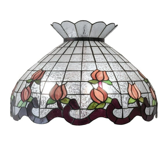 Meyda Tiffany 14070 Roseborder 15" Tall Lamp Shade - Clear / Plum / Pink / Green