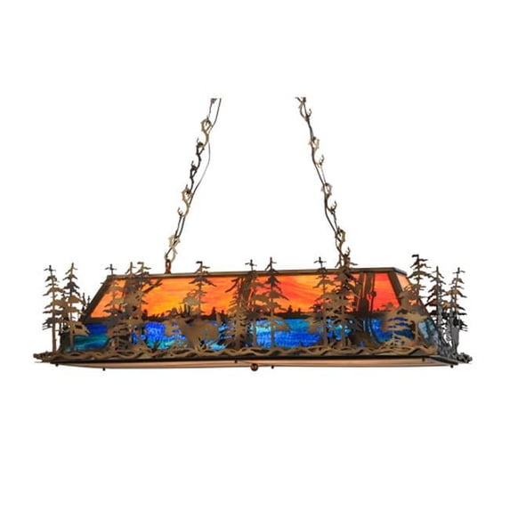 Meyda Tiffany 140884 Deer Through The Trees 6 Light 52" Wide Linear Pendant - Copper