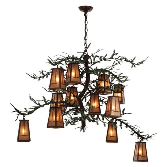 Meyda Tiffany 141512 Pine Branch Valley View 12 Light 54" Wide Chandelier - Rust