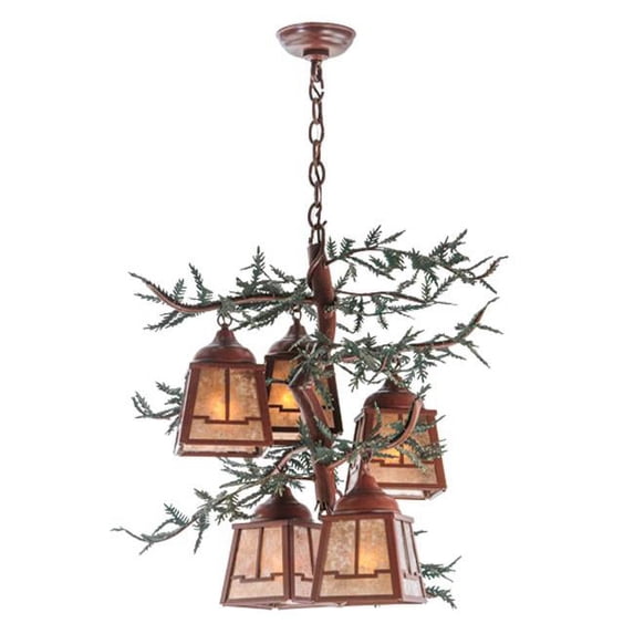Meyda Tiffany 142072 Pine Branch Valley View 5 Light 28" Wide Chandelier - Rust