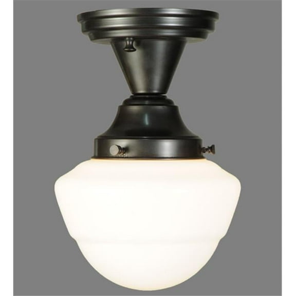 Meyda 142643 7 in. Revival Schoolhouse with Emma Globe Semi-Flushmount, White - Revival