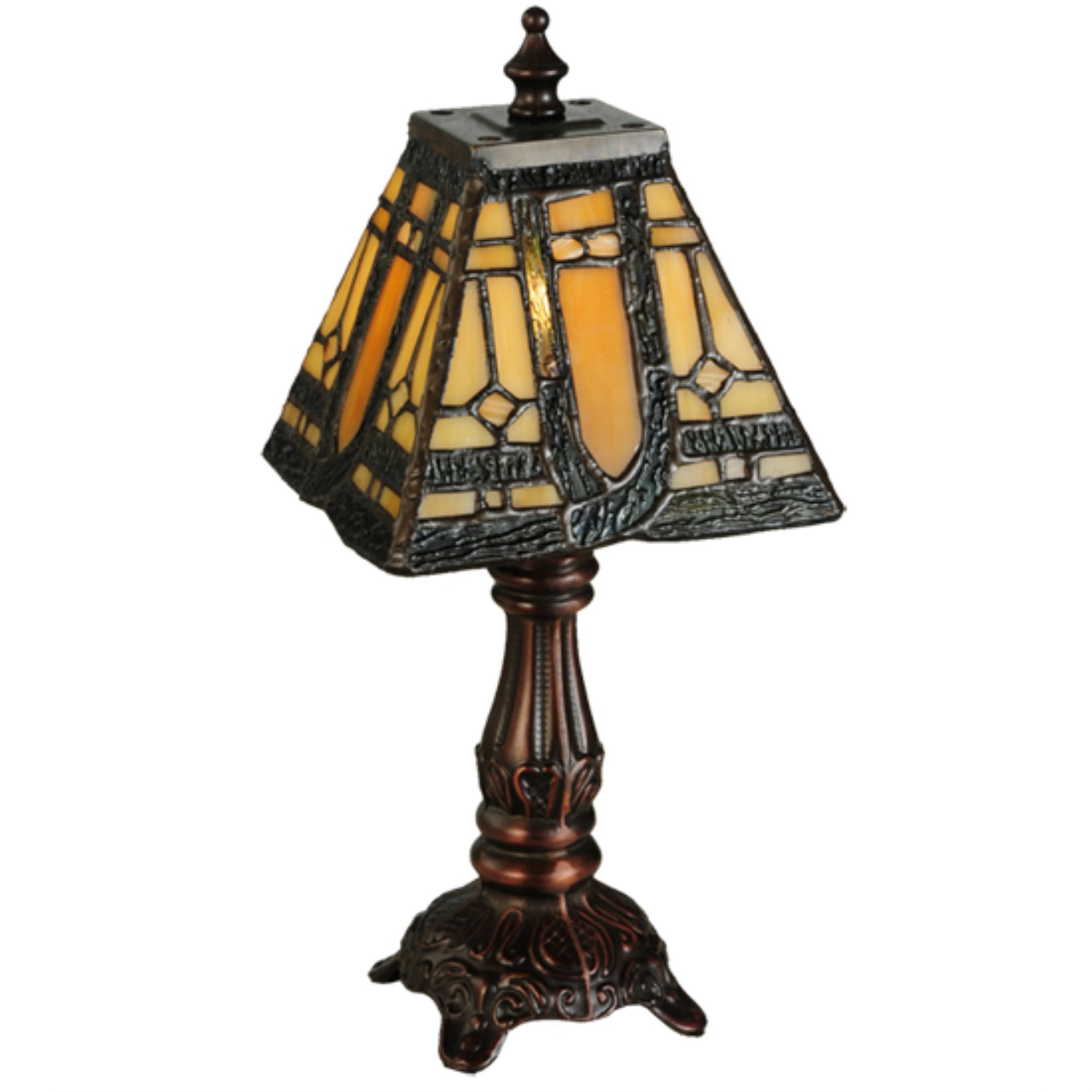 Sierra Prairie 1-Light Mission Style Stained Glass & Bronze Lamp