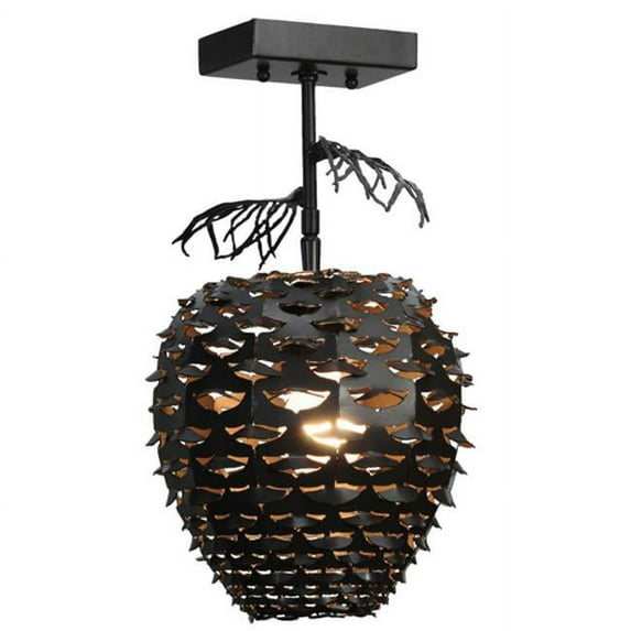 Meyda Tiffany 143085 Stoneycreek Pinecone 11" Wide Semi-Flush Ceiling Fixture - Bronze