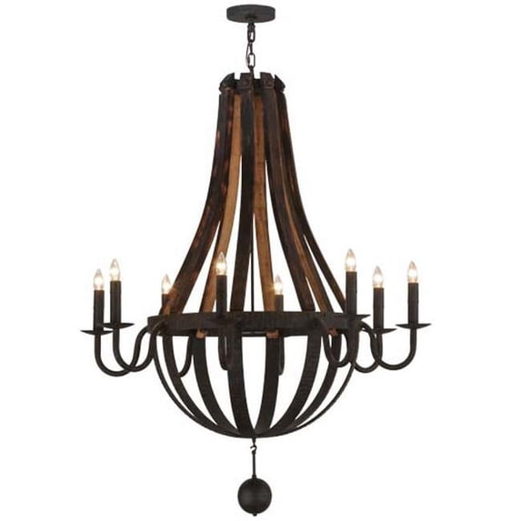 Meyda Tiffany 143730 Barrel Stave Madera 8 Light 45" Wide Taper Candle Empire Chandelier