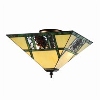 Meyda 144217 14 in. Square Pinecone Ridge Flushmount, Beige Amber Zasdy 59