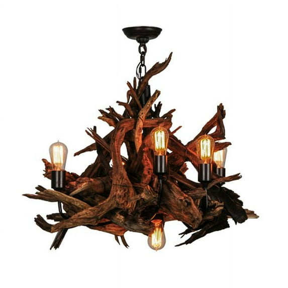 Meyda Tiffany 144568 Driftwood 6 Light 30" Wide Abstract Chandelier - Natural Wood /