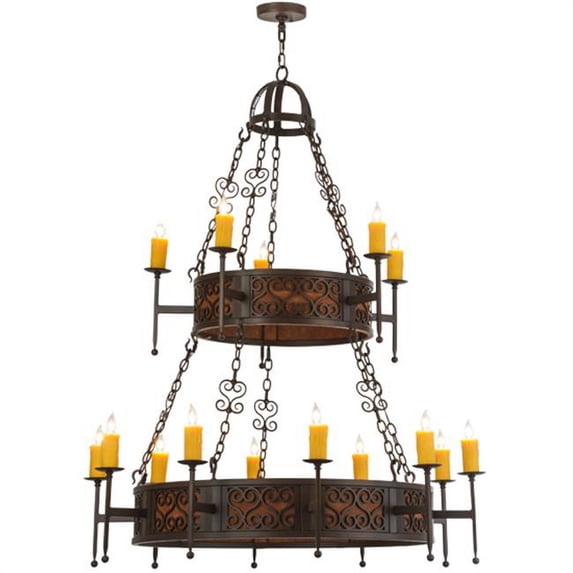 Meyda Tiffany 145918 Toscano 15 Light 48" Wide Taper Candle Ring Chandelier - Rust /