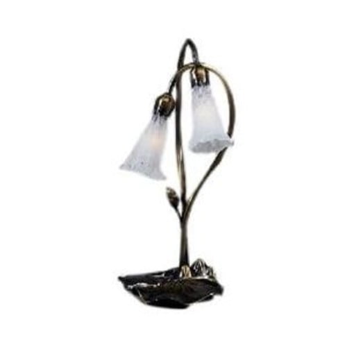 Meyda Tiffany 14654 White Pond Lily - 2 Light Accent Lamp Mahogany Bronze Finish with White Glass