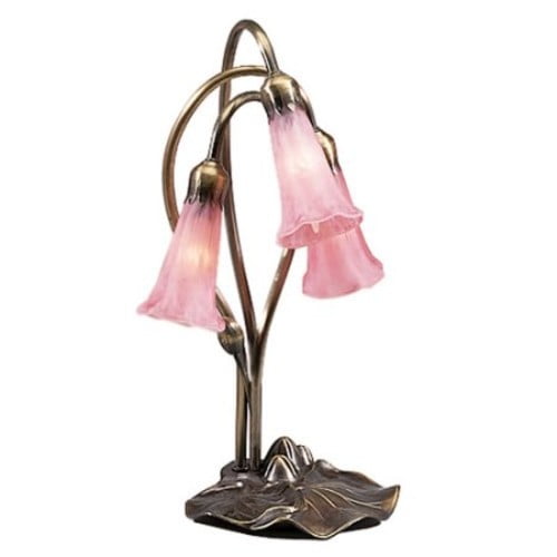 Meyda Tiffany 14728 Stained Glass / Tiffany Desk Lamp From The Lilies Collection - Pink