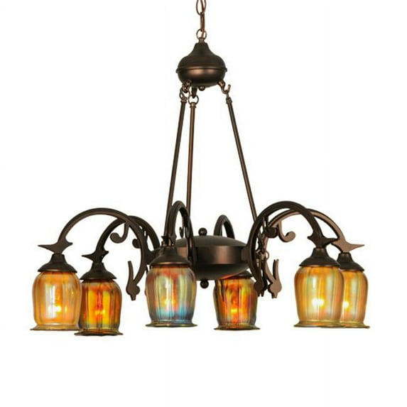 Meyda Tiffany 149190 Favrile 6 Light 28" Wide Chandelier - Custom / Mahogany Bronze