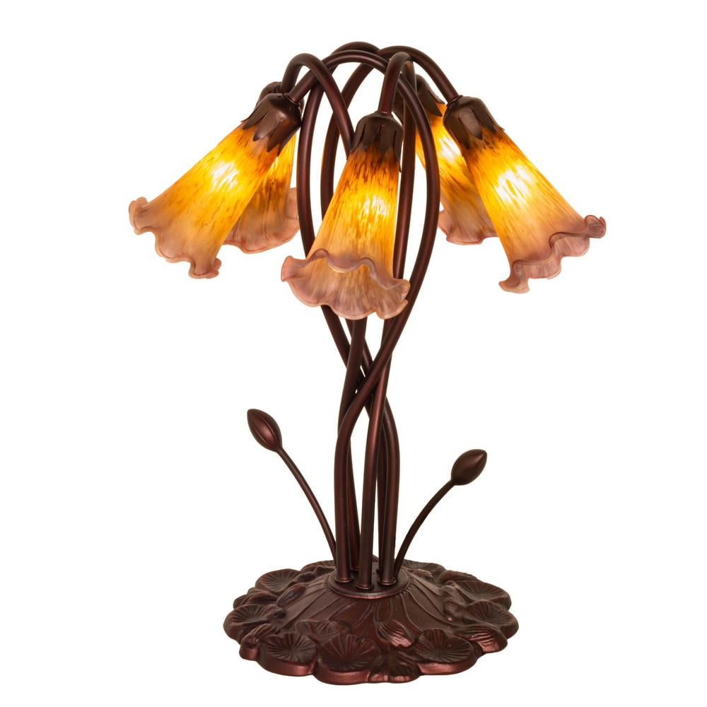 Amber and Purple Bronze 5-Light Lily Accent Lamp
