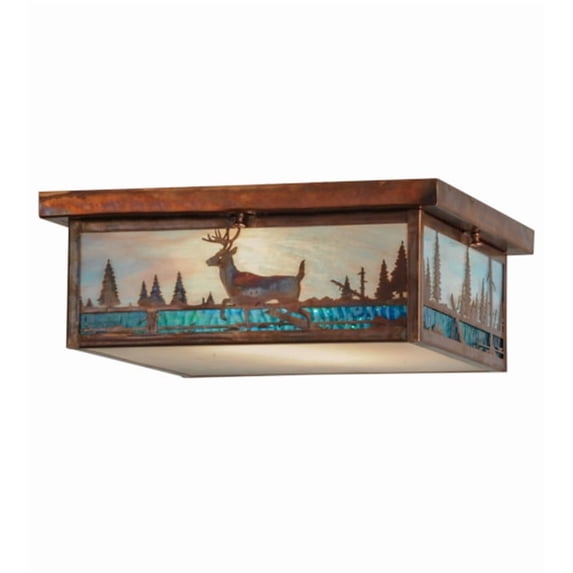 Meyda Tiffany 149681 Deer Creek 2 Light 23" Wide Flush Mount Square Ceiling Fixture -