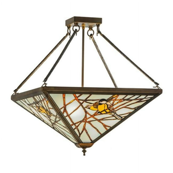 Meyda Tiffany 150649 Backyard Friends 4 Light 30" Wide Semi-Flush Ceiling Fixture - Copper