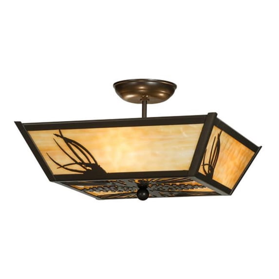 Meyda Tiffany 151038 Mountain Pine 3 Light 22" Wide Semi-Flush Ceiling Fixture - Bronze