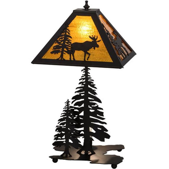 Meyda Tiffany 151431 Lone Moose 21" Tall Buffet Table Lamp - Bronze