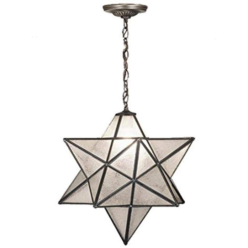 Moravian Star Clear Seedy Glass Bronze Pendant Light