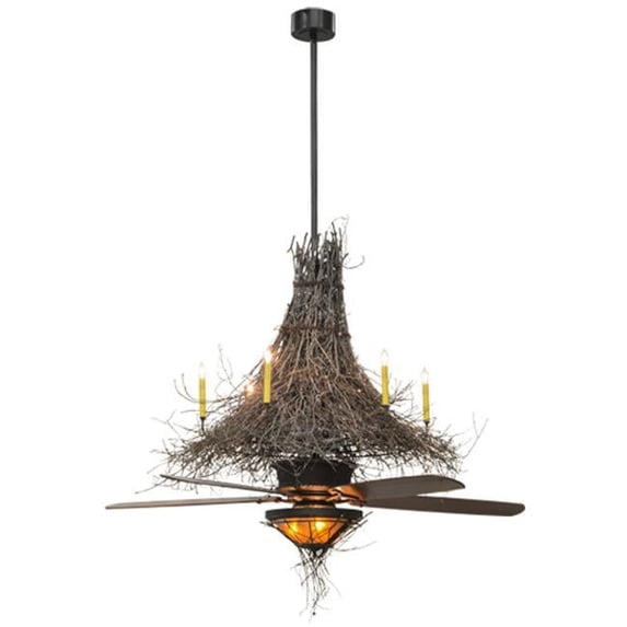 Meyda Tiffany 151790 Twigs 30" 5 Blade Indoor Ceiling Fan - Natural Wood / Timeless Bronze