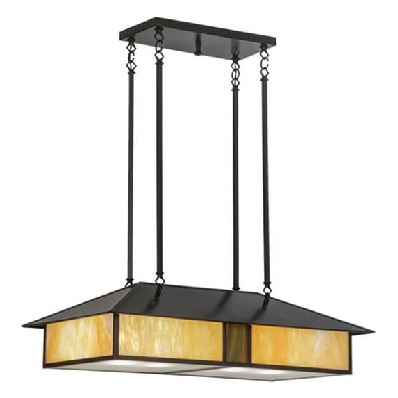 Meyda Tiffany 152601 Mission 4 Light 36" Wide Linear Pendant - Brown