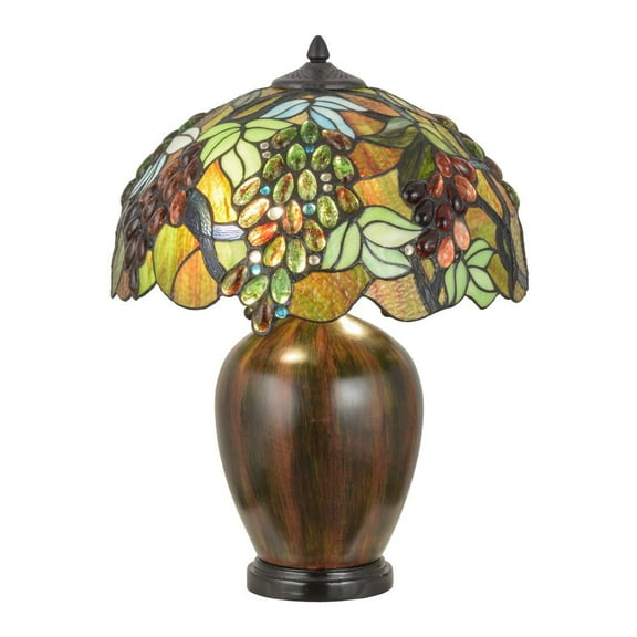 Meyda Tiffany 153524 Vinifera 2 Light 22" Tall Buffet Table Lamp - Natural Wood