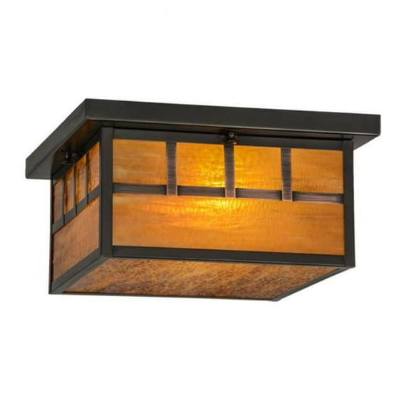 Meyda Tiffany 154036 Hyde Park Triple Bar Mission 2 Light 20" Wide Flush Mount Square