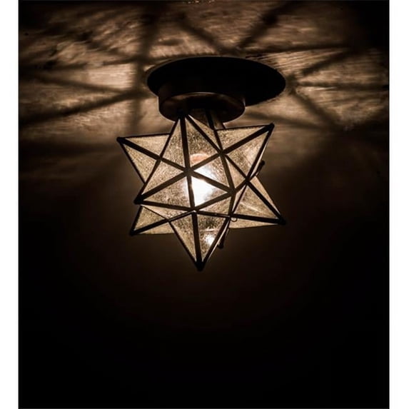 Meyda 155264 9 in. Moravian Star Flushmount, Clear Seedy
