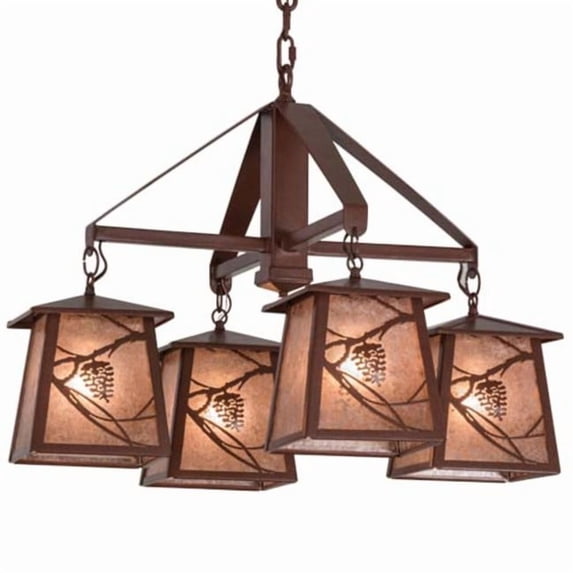 Meyda Tiffany 155512 Whispering Pines 4 Light 28" Wide Chandelier - Rust
