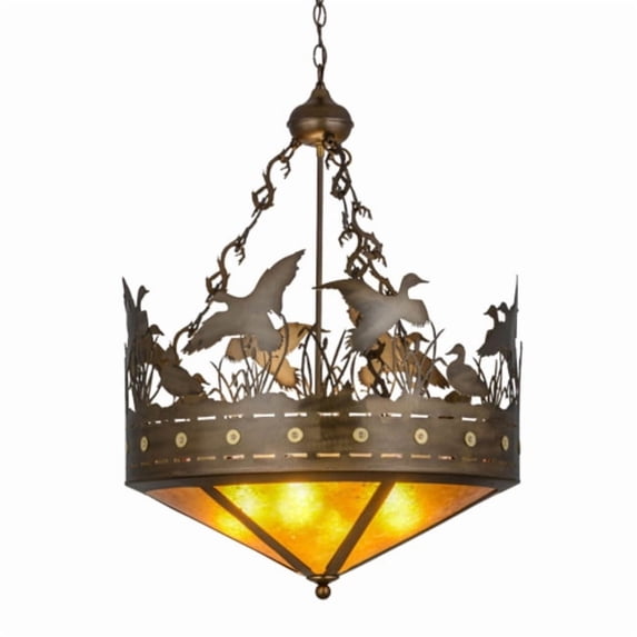 Meyda Tiffany 155789 Ducks In Flight 4 Light 24" Wide Pendant - Copper