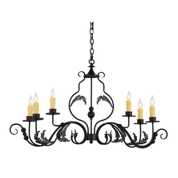 Meyda Tiffany 157238 Augusta 6 Light 42" Wide Taper Candle Style Chandelier - Wrought Iron