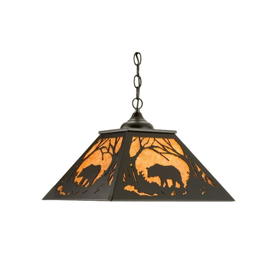 Meyda Tiffany 15726 16" Square Bear At Dawn Pendant - Orange