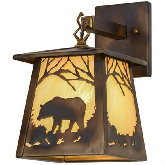 Meyda Tiffany 157330 Bear 13" Tall Wall Sconce - Dark Burnished Antique Copper
