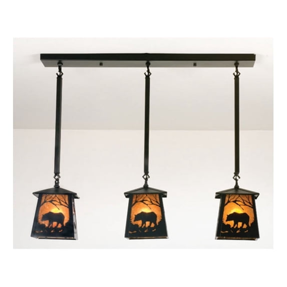 Meyda Tiffany 15748 3 Light 37-1/2" Wide Linear Pendant - Black
