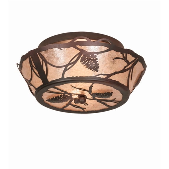 Meyda Tiffany 157592 Whispering Pines 2 Light 16" Wide Semi-Flush Ceiling Fixture - Rust /