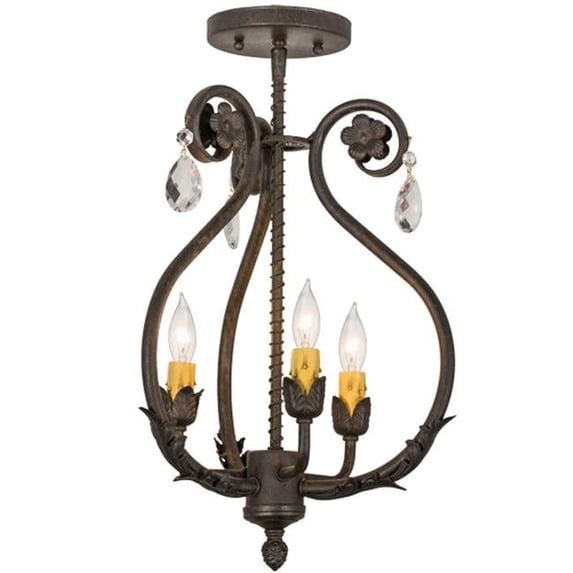 Meyda Tiffany 157893 Antonia 3 Light 12" Wide Semi-Flush Ceiling Fixture - Crystal