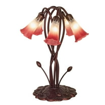 Meyda Tiffany 16012 Pond Lily 5 Light Accent Lamp, 16.5" Height, Pink/White