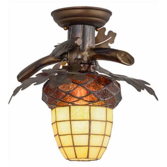 Meyda Tiffany 160236 Acorn Branch 13" Wide Semi-Flush Ceiling Fixture - Copper