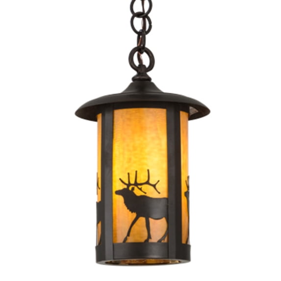 Meyda Tiffany 160626 Lone Elk 8" Wide Mini Pendant - Brown