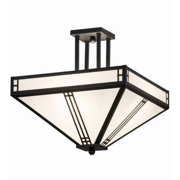 Meyda Tiffany 161765 Prairie Loft 4 Light 26" Wide Semi-Flush Ceiling Fixture - Black