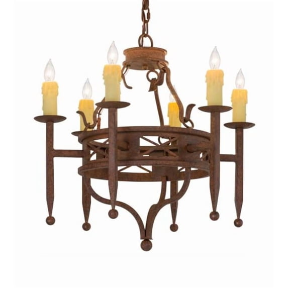Meyda Tiffany 161989 Jasmine 6 Light 24" Wide Taper Candle Style Chandelier - Rust