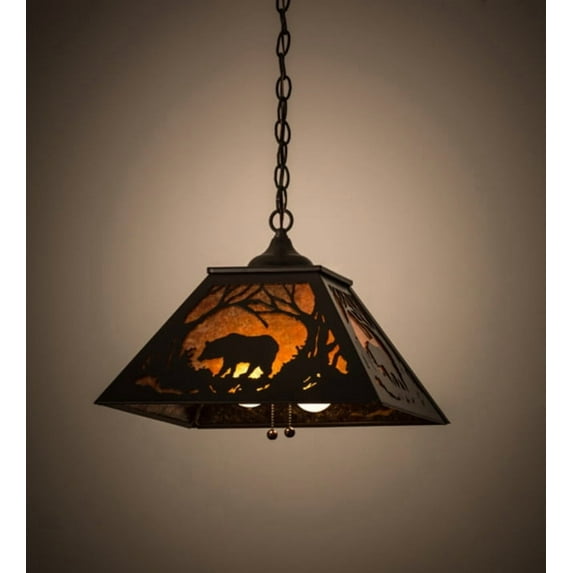Meyda Tiffany 162084 Bear At Dawn 2 Light 22" Wide Pendant - Bronze