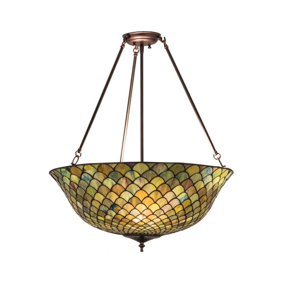 Meyda Tiffany 162424 Tiffany Fishscale 3 Light 29" Tall Semi-Flush Bowl Ceiling Fixture -