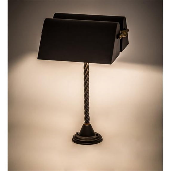 Meyda Tiffany 165093 Belmont Bankers Lamp 2 Light 21" Tall Buffet Table Lamp - Bronze