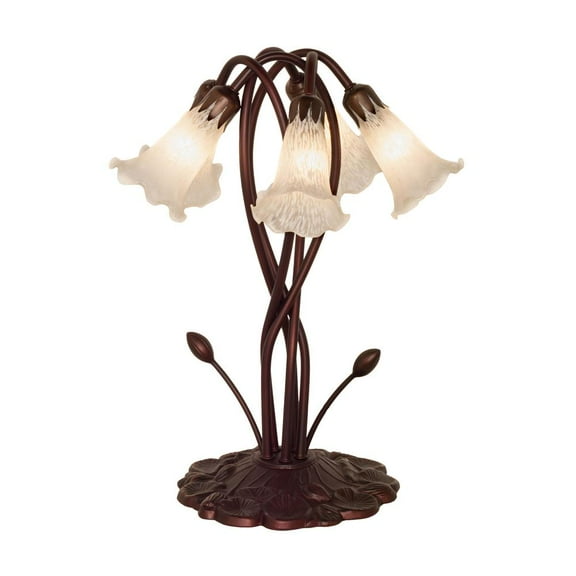 Meyda Tiffany 16545 Stained Glass / Tiffany Table Lamp From The Lilies Collection - White