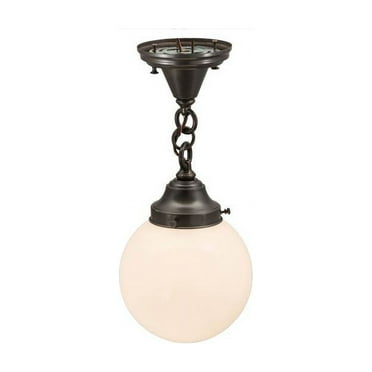 Meyda Tiffany 165492 Revival Schoolhouse 8" Wide Semi-Flush Globe Ceiling Fixture - Brown