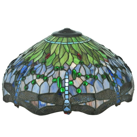 Meyda Tiffany 16943 Tiffany Hanginghead Dragonfly 11" Tall Lamp Shade - Purple / Blue /